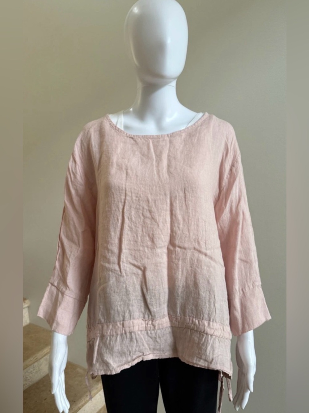 DEVITALIA Linen Ruffle Top Tunic, One Size